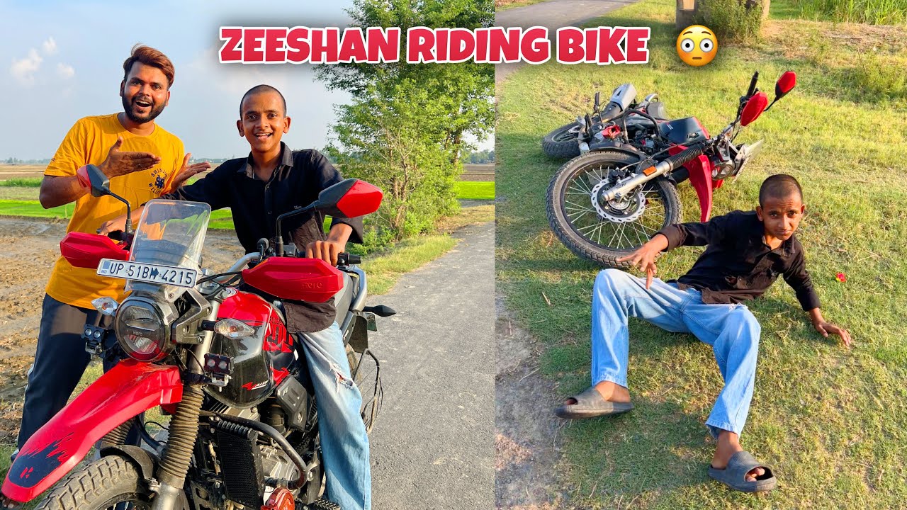Zeeshan Riding Big Bike 😳 Gir Gaya Bike se 🤣