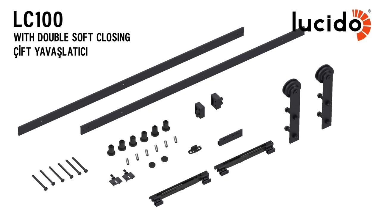 LC100 TOP-HANGING WOODEN SLIDING DOOR SYSTEM Assembly Animation