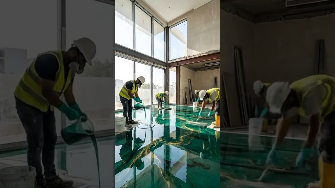 Emerald Green Epoxy Floor Reveal in Luxury Living Room 😍