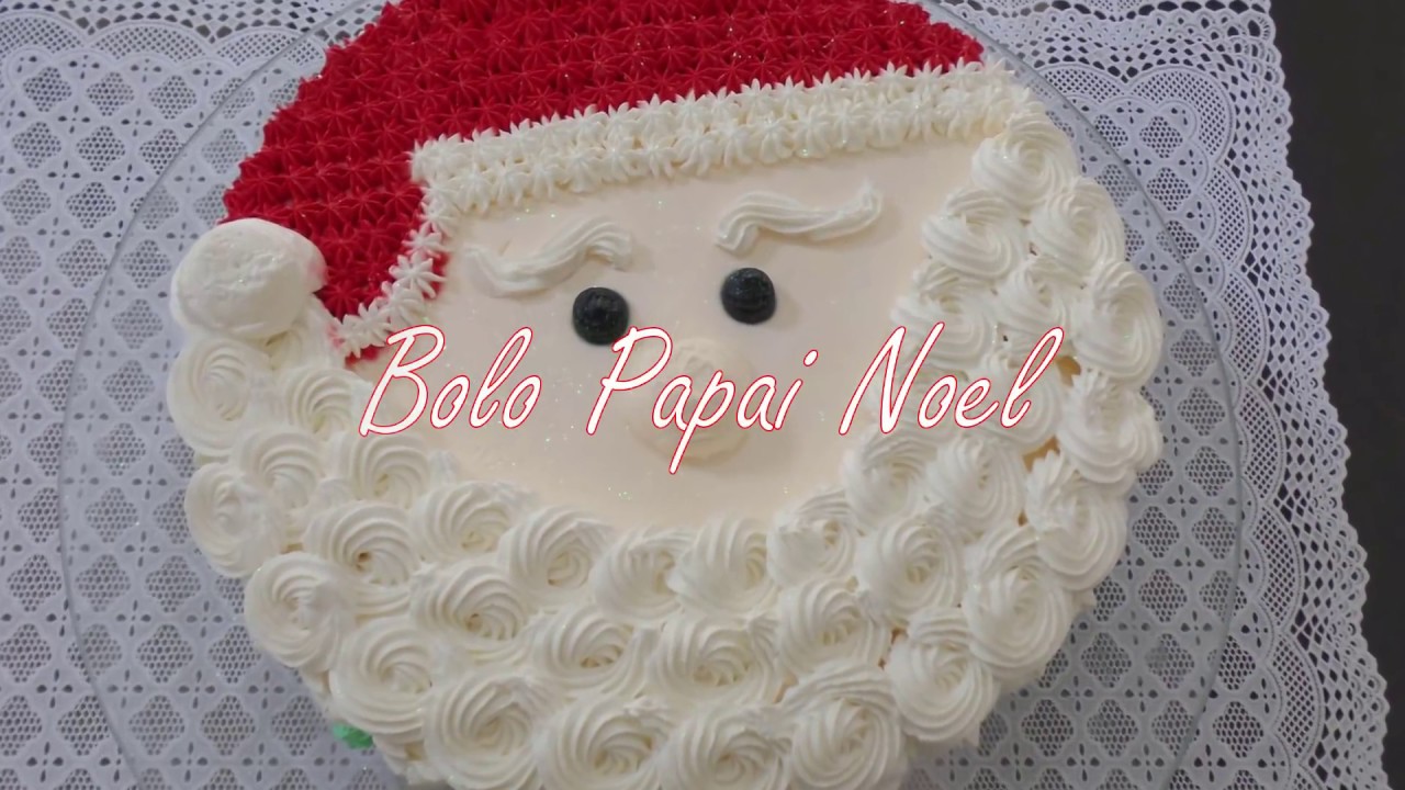 Bolo Papai Noel - Como decorar bolo de natal passo a passo. #natal