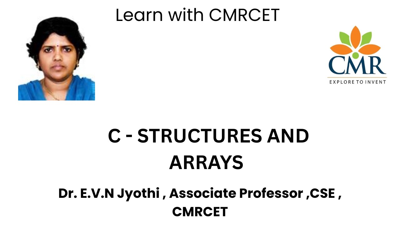 STRUCTURES AND ARRAYS , Dr. E.V.N Jyothi , Associate Professor ,CSE , CMRCET