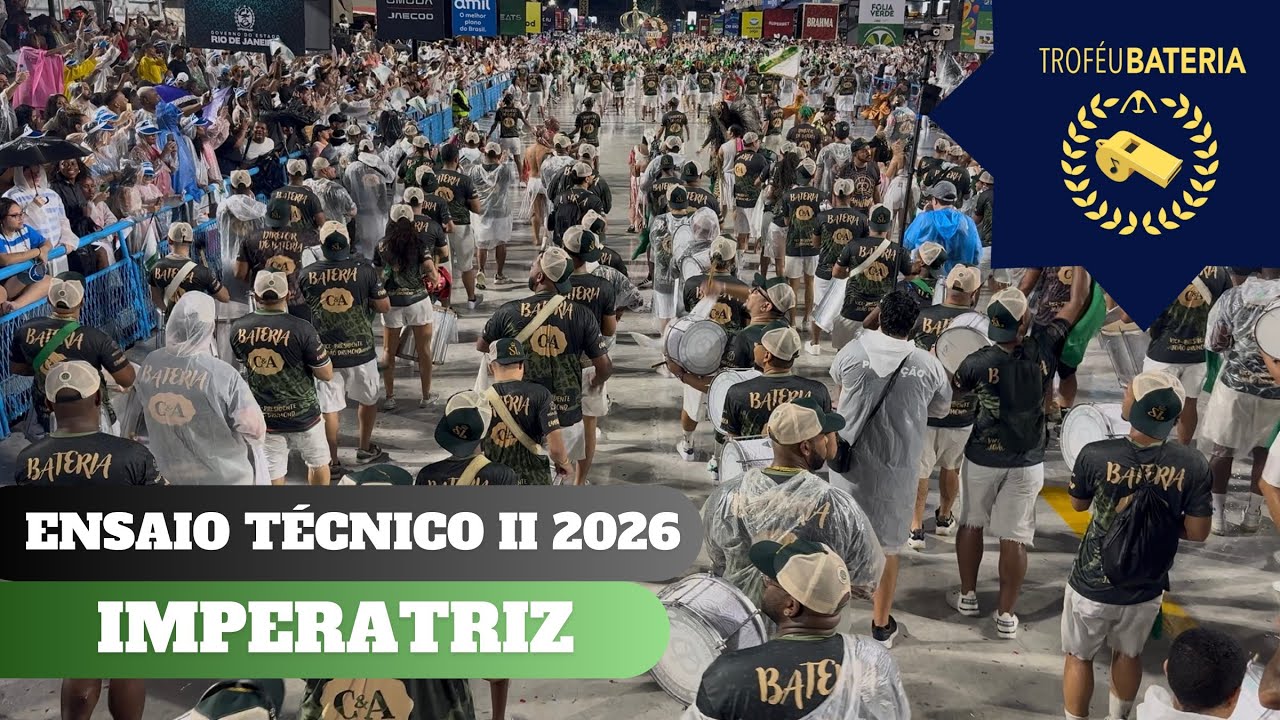 Bateria da Imperatriz Leopoldinense no segundo ensaio técnico para o carnaval 2026