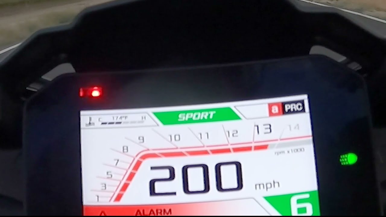 2021 Aprilia RSV4 Top Speed - 200mph @13.5k RPM on speedo