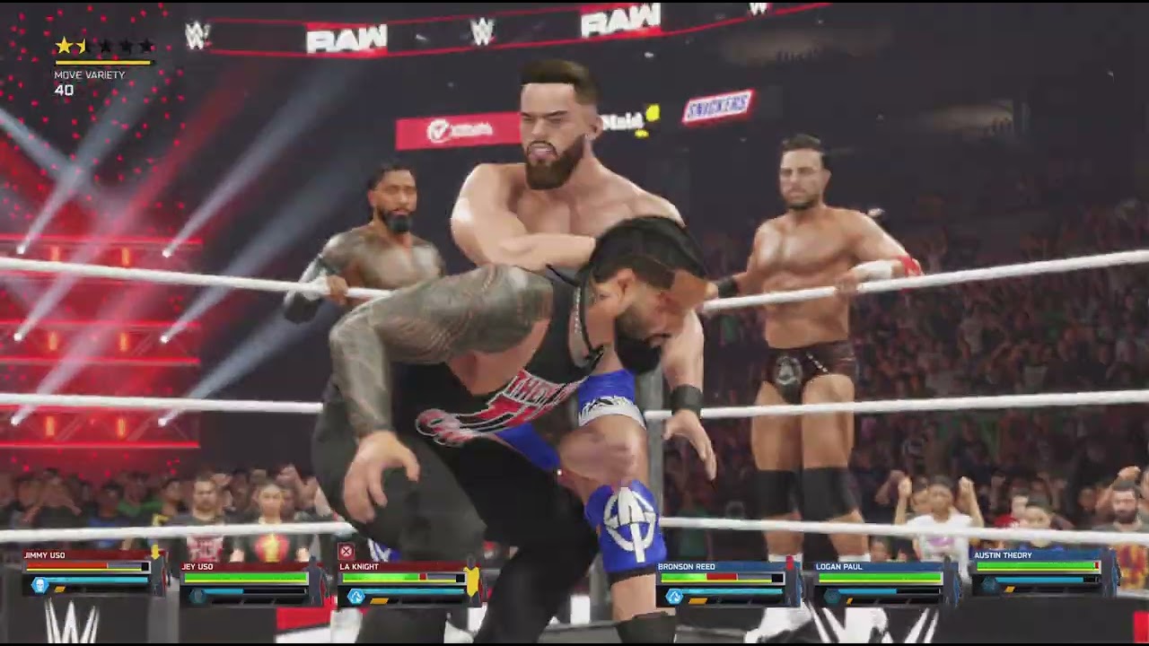 WWE TAG TEAM MATCH || THE USOS AND LA KNIGHT VS BRONSON REED LOGAN PAUL AND AUSTIN