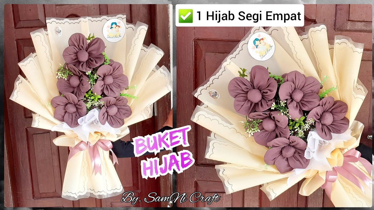 Buket Hijab Segi Empat Untuk Hari Ibu || Buket Jilbab Bentuk Bunga