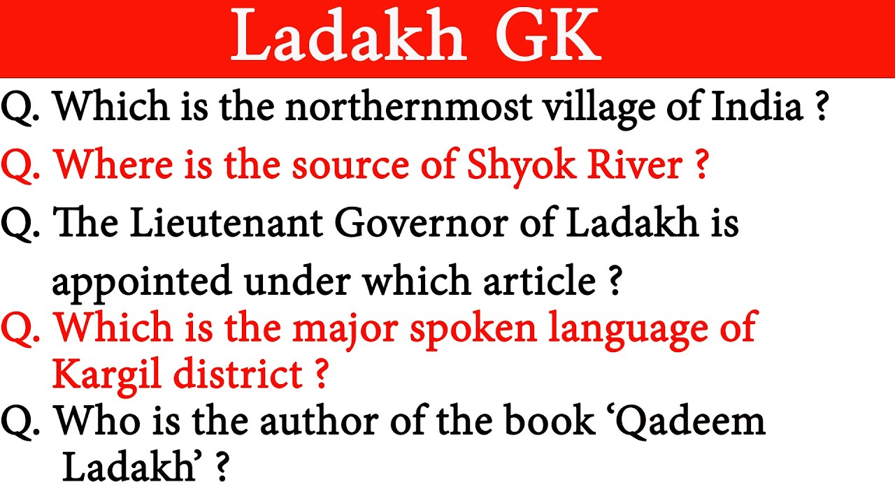 Ladakh GK l Ladakh General Knowledge l Ladakh gk questions and answers