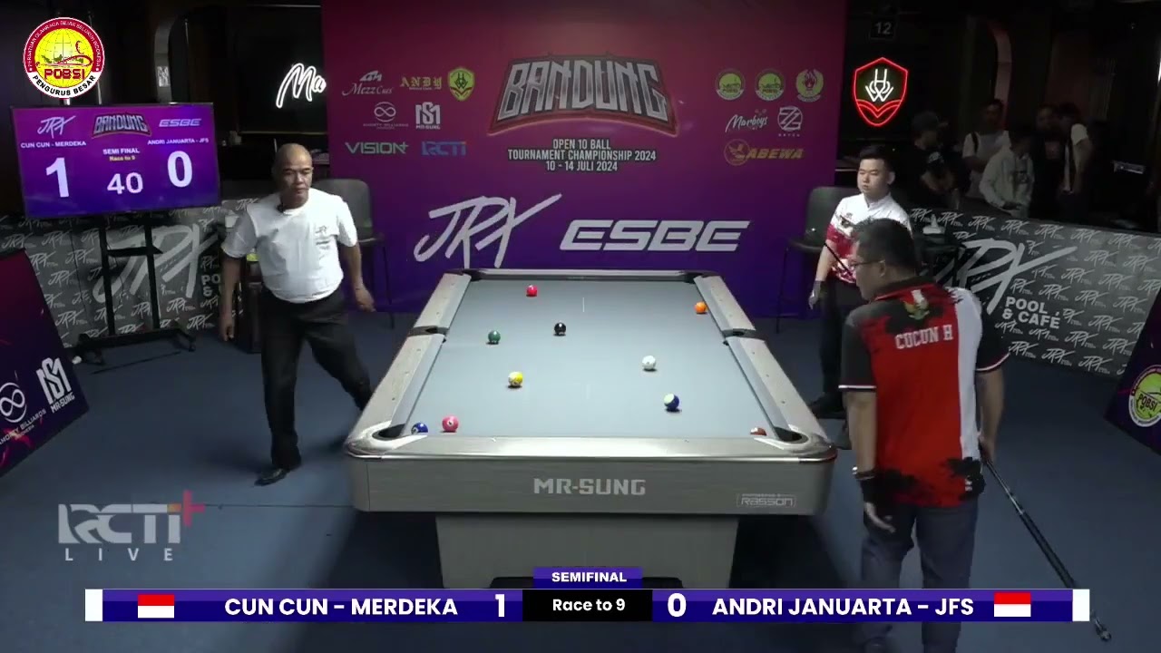 Bandung Open 10-Ball Tournament 2024 SEMIFINAL 1 Cun Cun -Merdeka  vs Andri Januarta - JFS