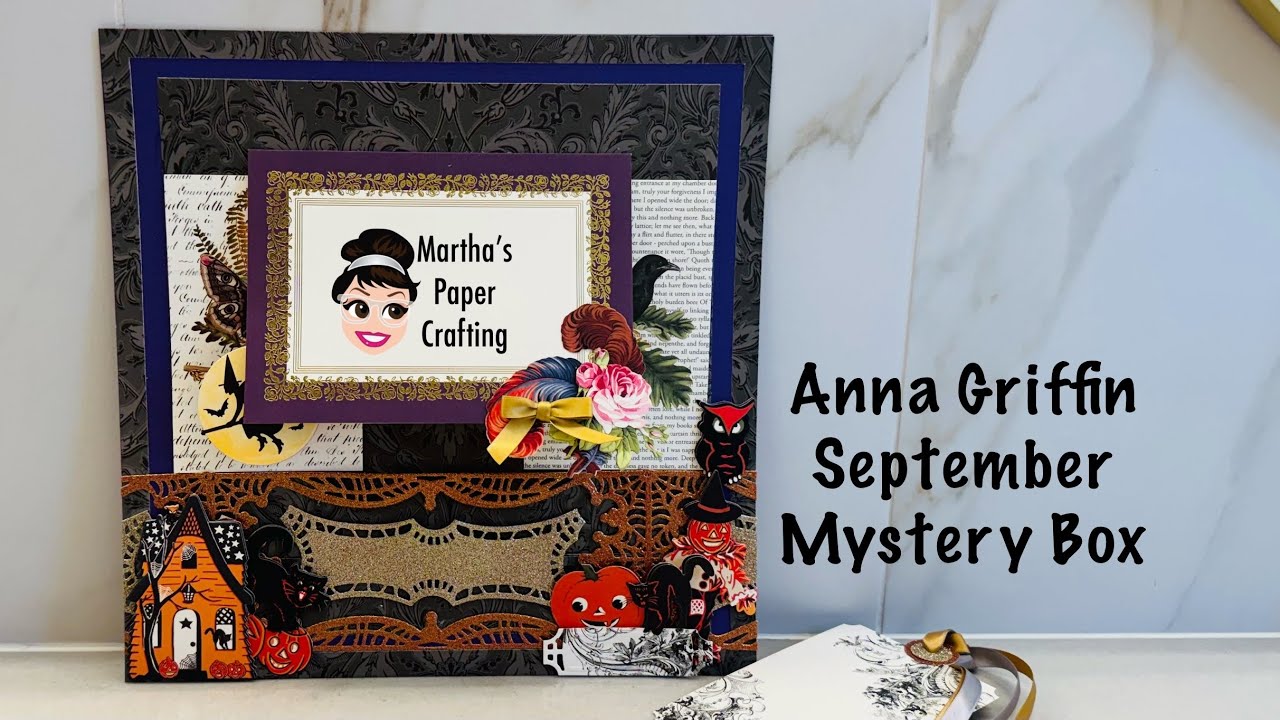 UNBOX Anna Griffin September  Mystery Box let’s make a Scrapbook Layout Marthas Paper Crafting live