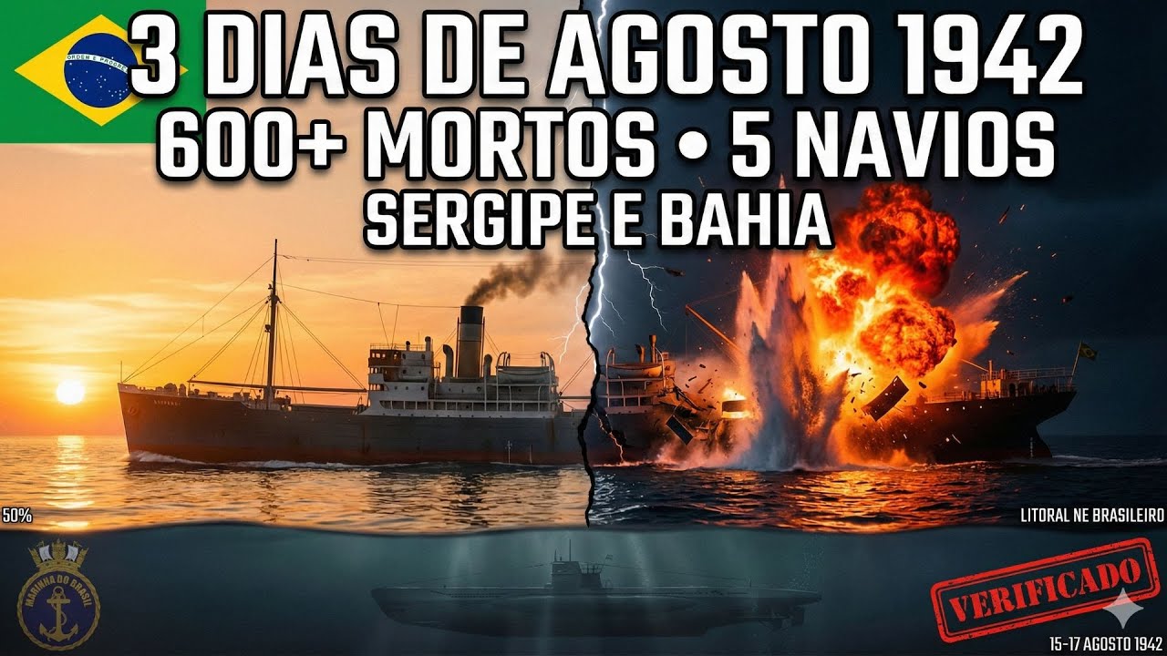 600+ Mortos (Agosto 1942) Quando Submarino Nazista Atacou a BA