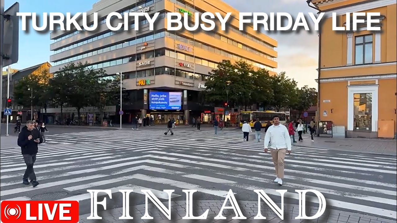 TURKU LIVE : TURKU CITY CENTER FRIDAY EVENING WALK | FINLAND OLDEST CITY | AUTUMN 2025 