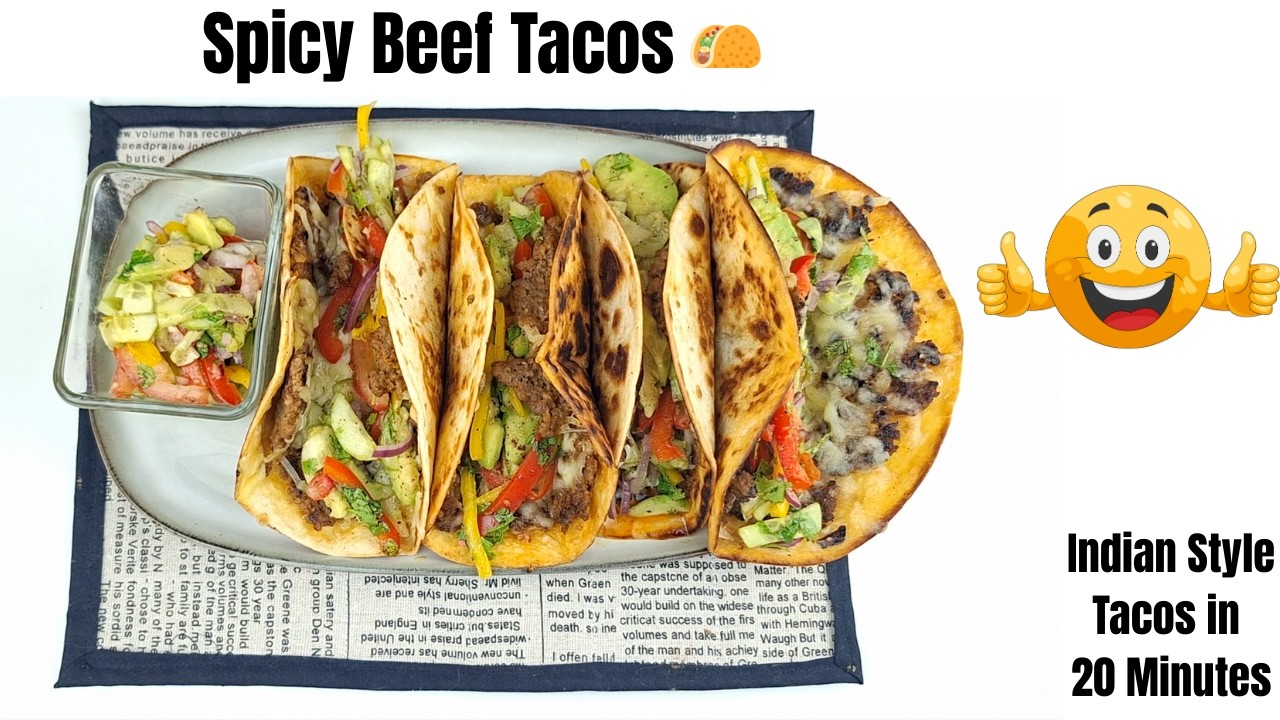 Indian Style Minced Beef Tacos | Spicy Beef Tortilla with Fresh Salad Topping Lunch box  Recipe