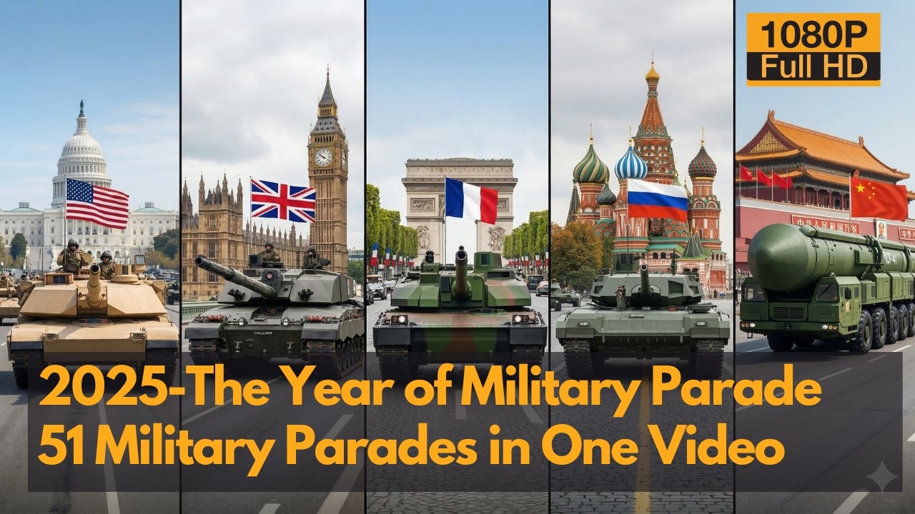 2025 год, год военных парадов — видеоподборка из 51 военного парада — 1080P