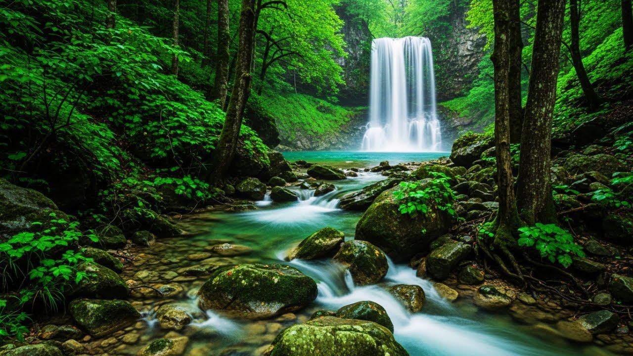 Forest River Sounds for Deep Sleep  Gentle Water Flow & Soft Bird Chirping