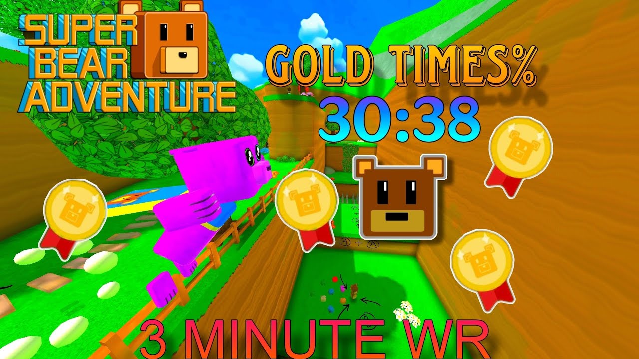 [3 MINUTE WR] Gold Times% 30:38 | Super Bear Adventure Speedrun 