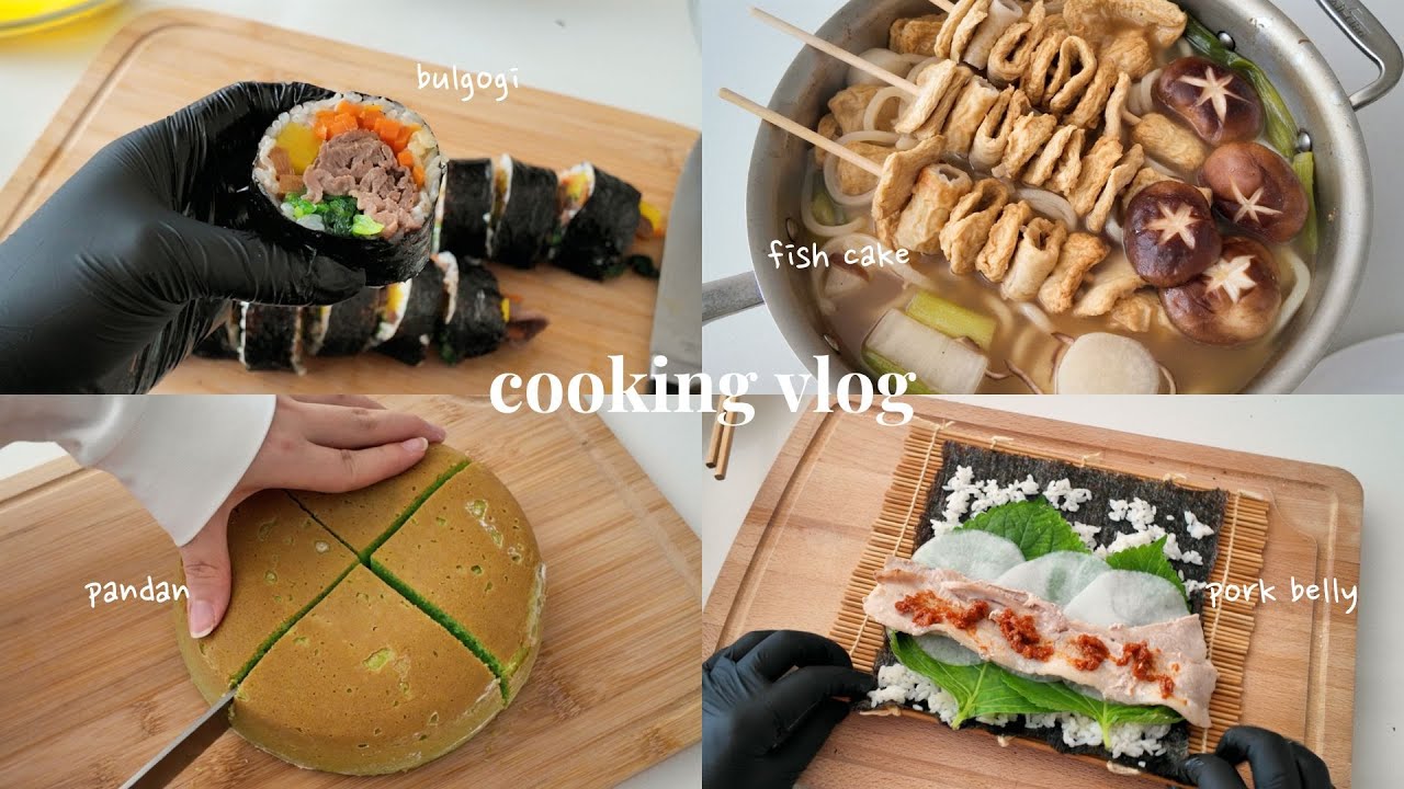 homebody vlog | nourishing my body with two kinds of kimbap, fish cake soup, butadon | slow living