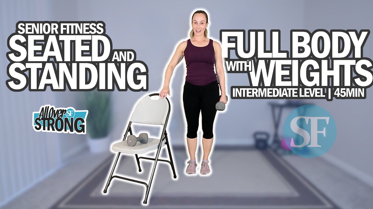 Seated And Standing Full Body Workout With Weights | Intermediate Level | 45 Min