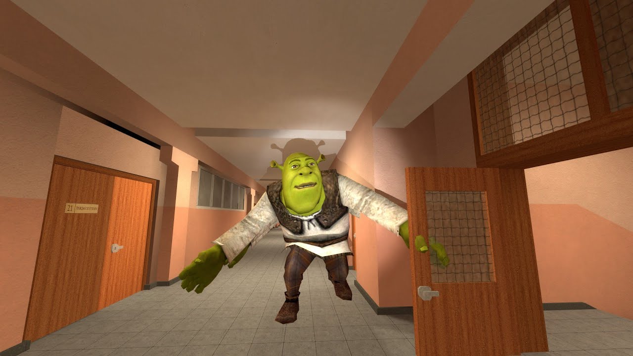 RUNNING FROM THE EVIL SHREK AT SCHOOL IN GARRY'S MOD