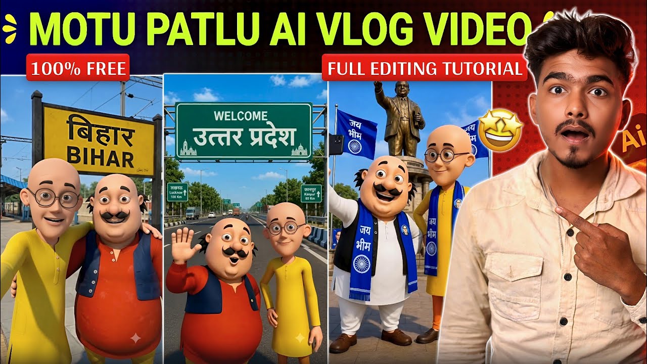 How to Make Trending Motu Patlu AI Videos 🔥 | How to Make AI Motu Patlu Videos of Your Village or...