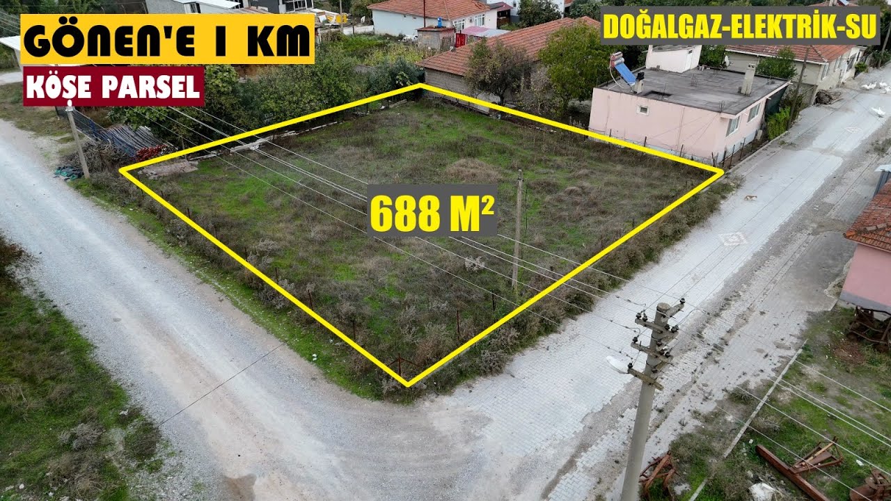 GÖNEN'E 1 KM  HASANBEY'DE 688 M²-DOĞALGAZLI ISINMA- KONUT İMARLI KÖŞE PARSEL