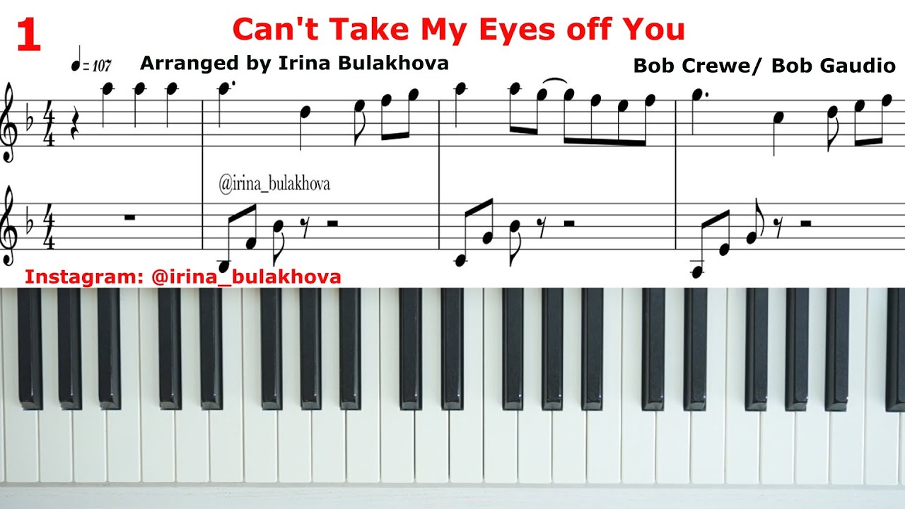 I LOVE YOU BABY Piano CAN'T TAKE MY EYES OFF YOU score music sheets Partitura Tutorial How to play