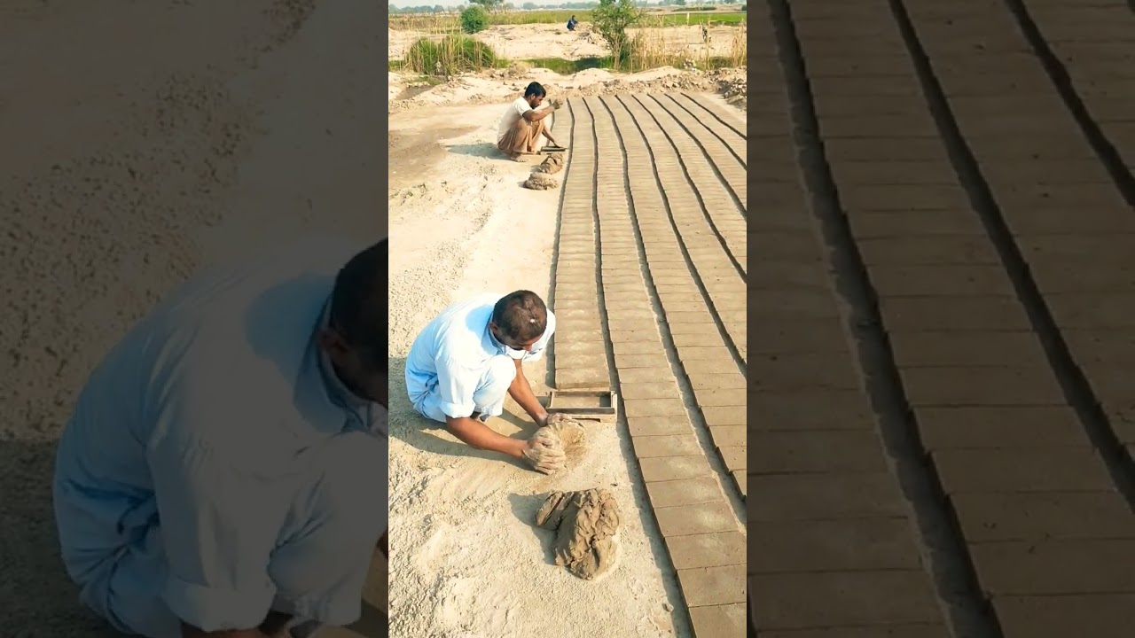 manual caly mud bricks making processing short video #brick #claybrick #brickmaking #redbricks