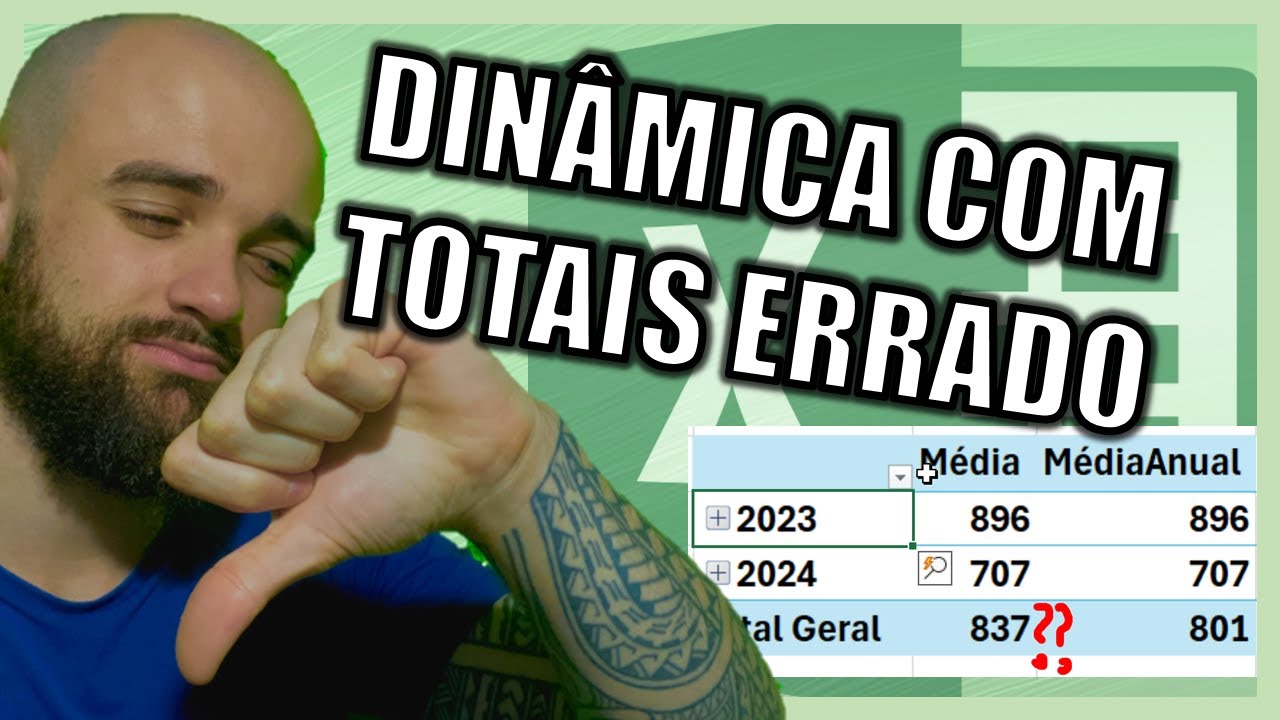 MÉDIA TOTAL DA MINHA TABELA DINÂMICA NO EXCEL DANDO ERRADO COMO CORRIGIR