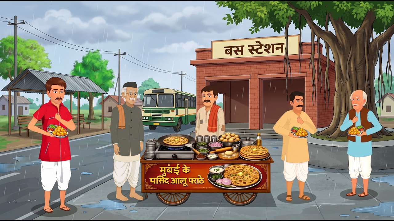 बारिश में आलू पराठे वाला | Hindi Cartoon Kahani | Hindi Kahaniyan | 2d cartoon