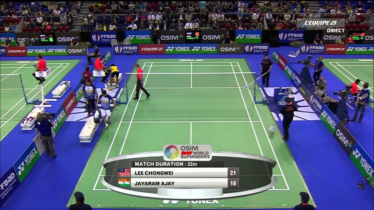 8&egrave;me de finale SH : Chong Wei LEE vs Ajay JAYARAM (Yonex French Open 2013)