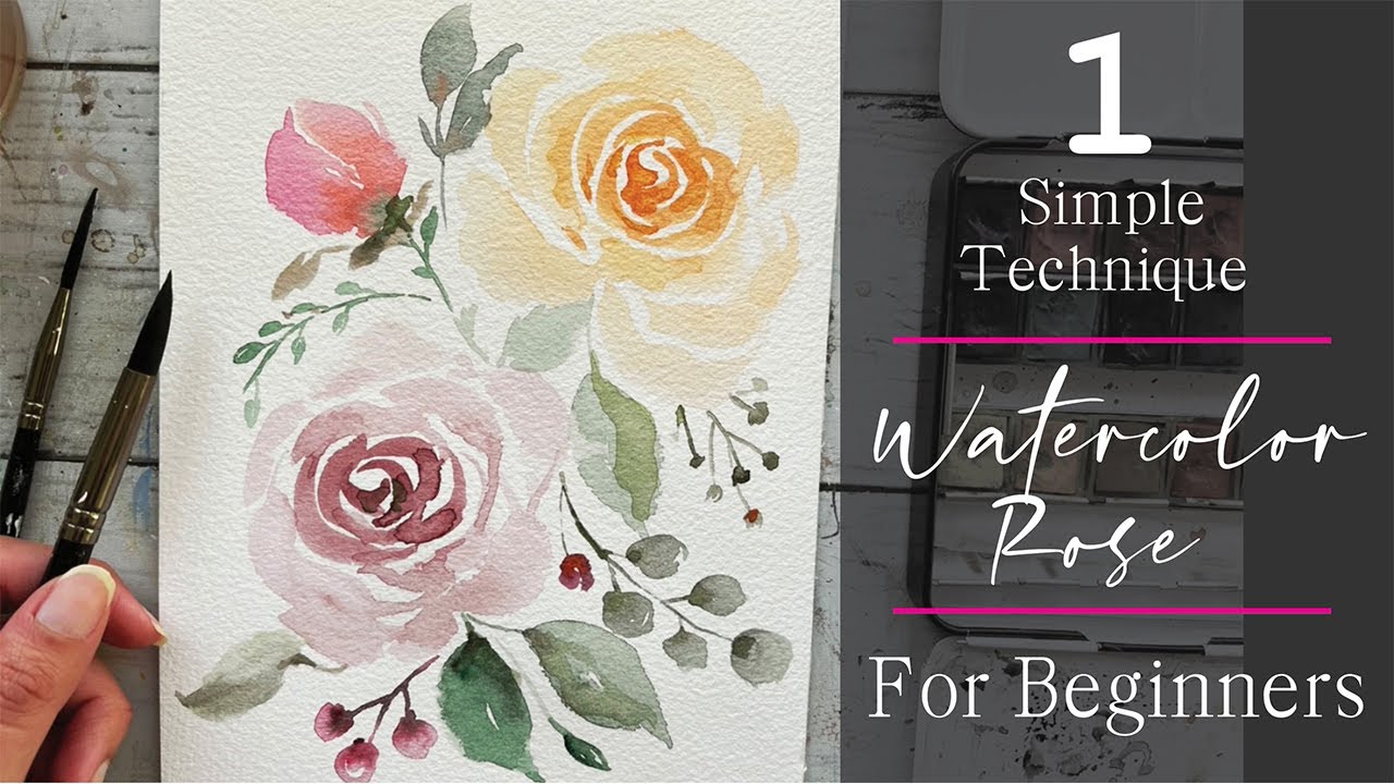 Watercolor Roses For Beginners | Watercolor Techniques | Loose Watercolor Flowers