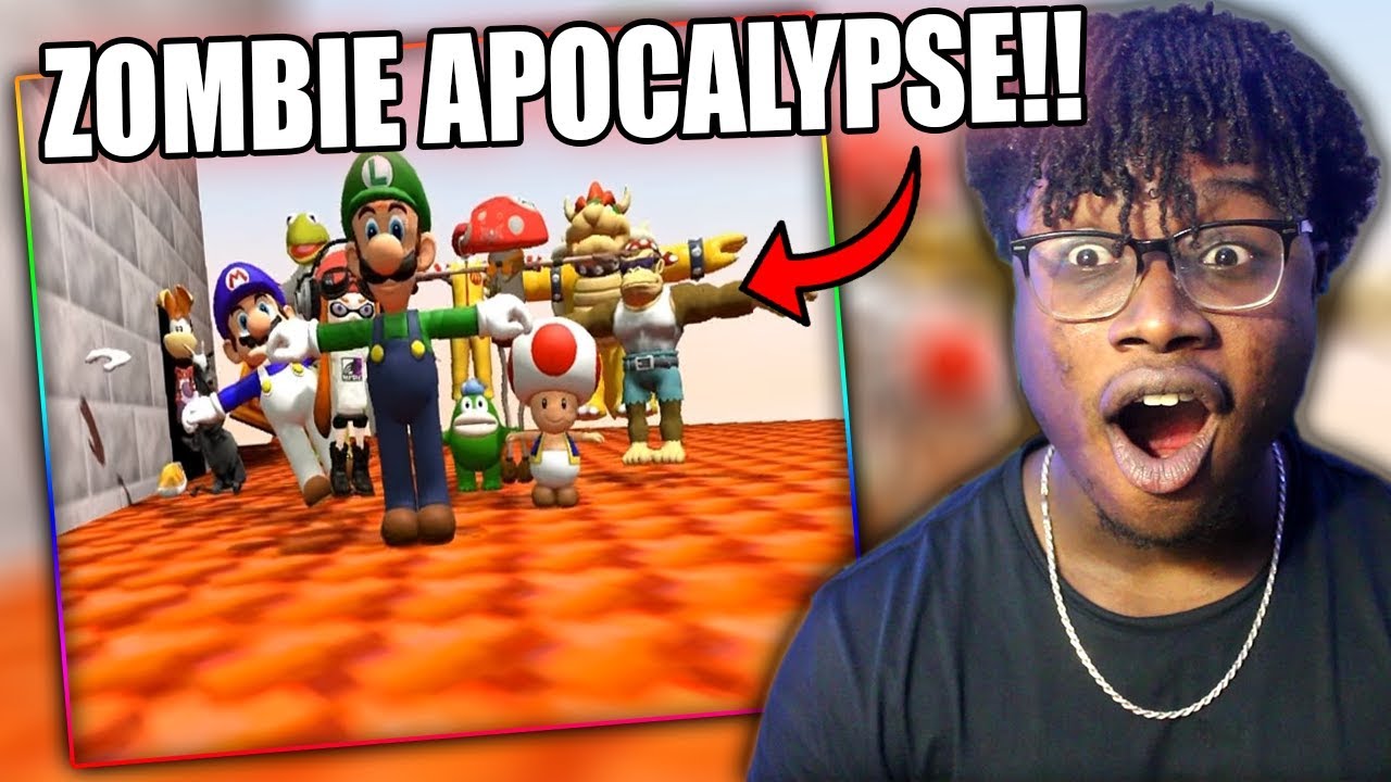 MARIO FIGHTS OFF THE ZOMBIE APOCALYPSE! | SMG4: Mario And The T-Pose Virus Reaction!