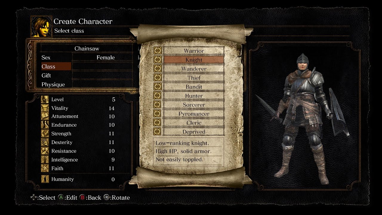 Dark Souls Remastered Starting Class Guide - Knight