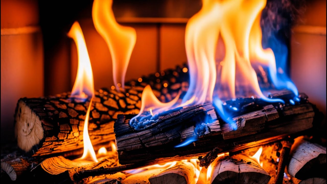 🔥 Feel the Warmth of Calming Fireplace Scene with Color-Changing Blue and Orange Flames