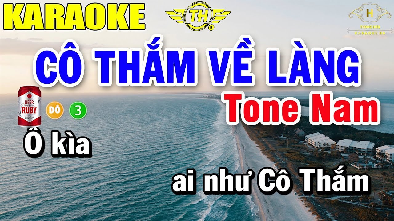 Cô Thắm Về Làng Karaoke Tone Nam Nhạc Sống | Trọng Hiếu