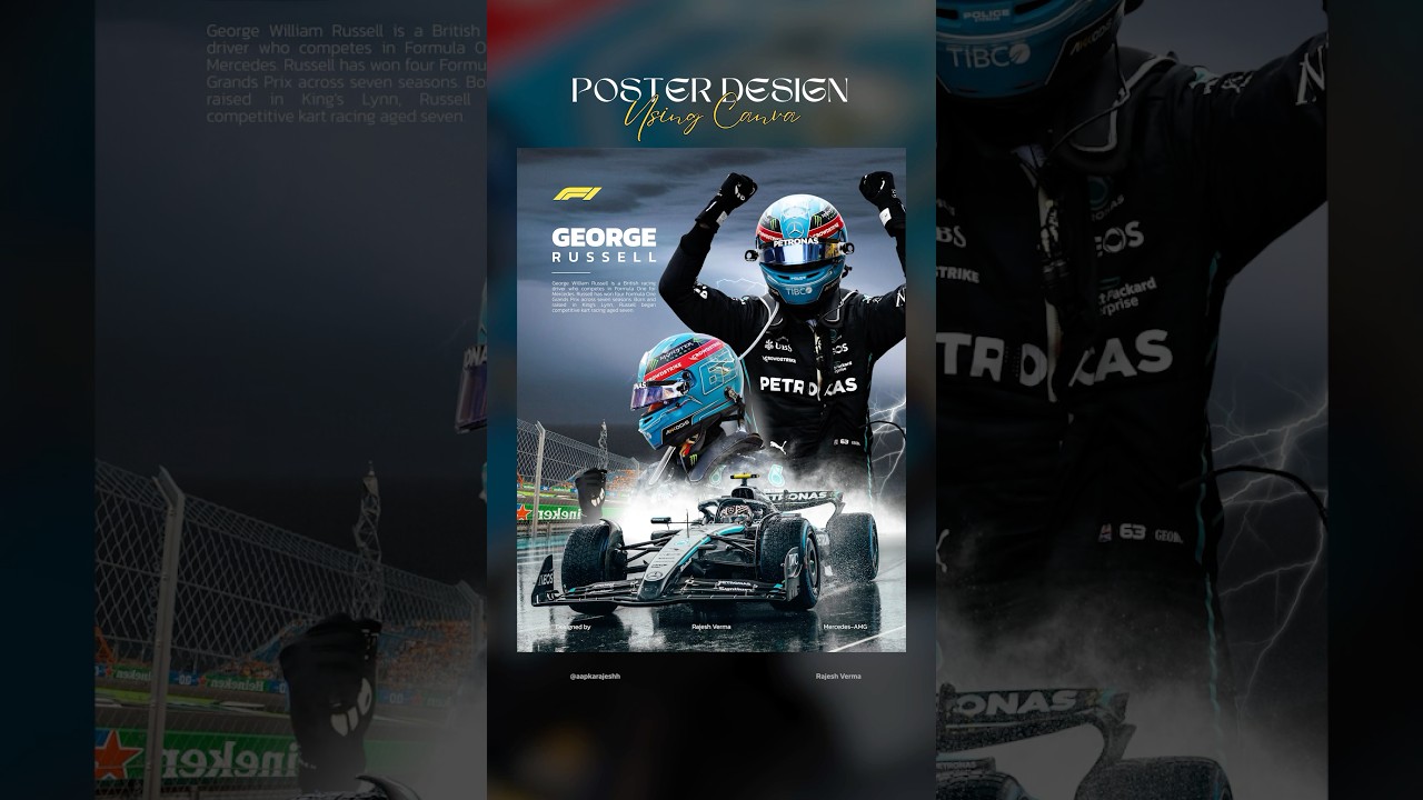 Formula 1 Racing Car Poster Design Using Canva | Rajesh #carposter #cardesign