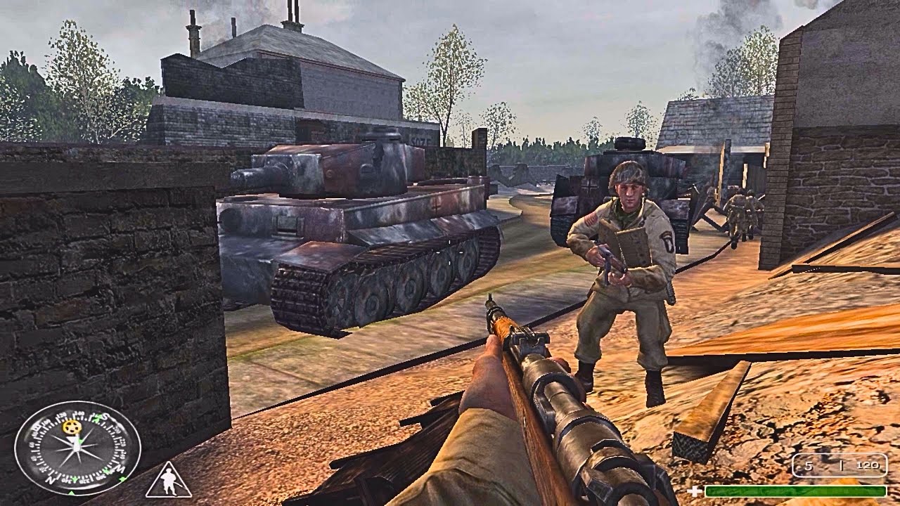 Call of Duty 2003 - St. Mere Eglise 1944  0730 hrs Gameplay