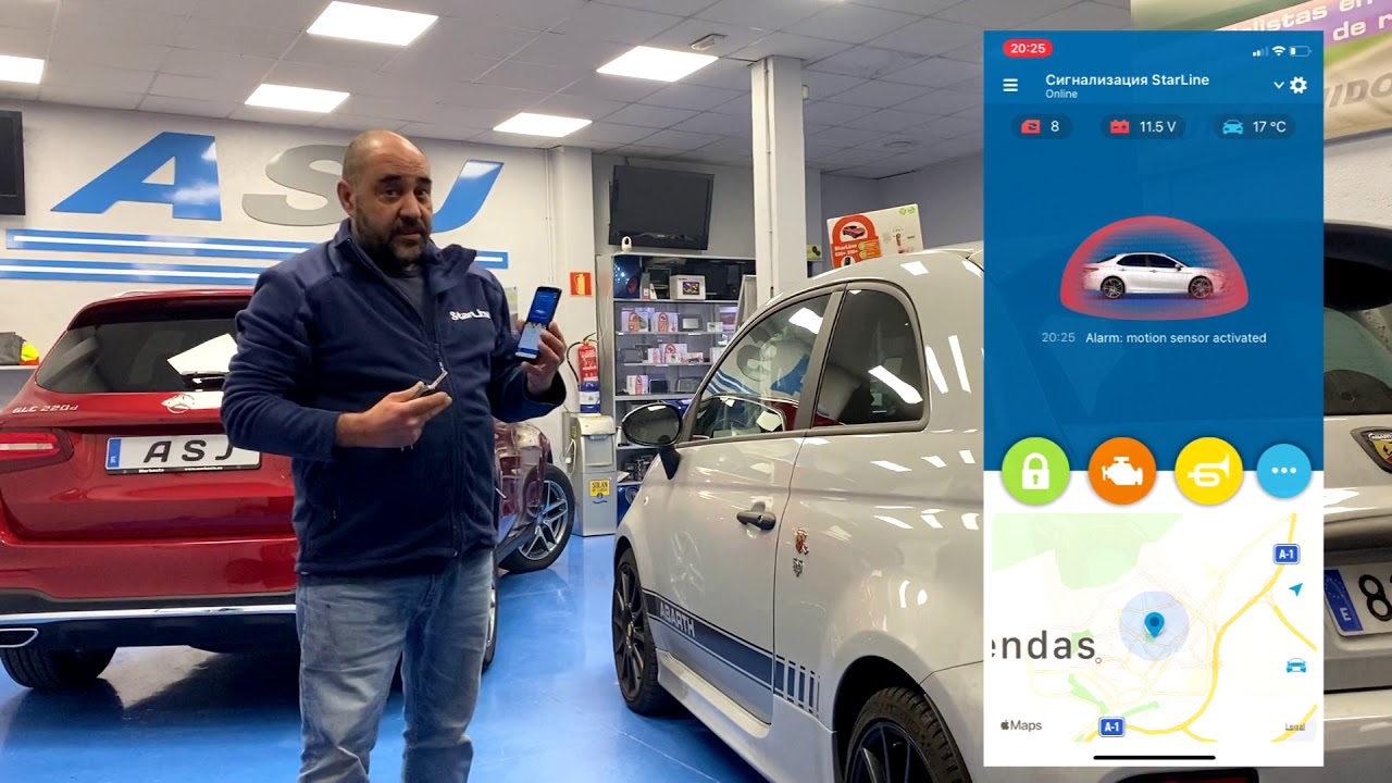SISTEMA DE SEGURIDAD STARLINE S96 INSTALADO EN ABARTH 595