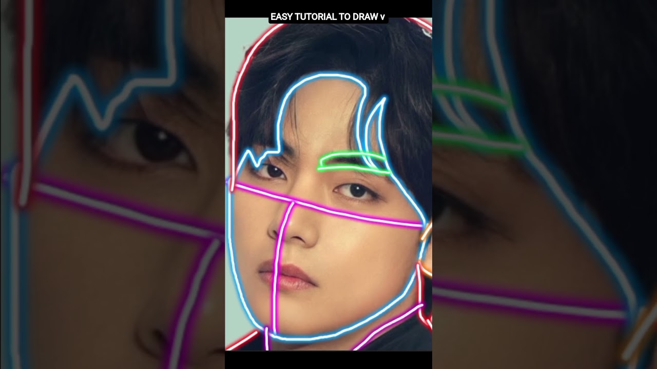 pal pal jina, How to draw v, easy tricks to draw v Kim teyhung BTS, south Korea K-pop 