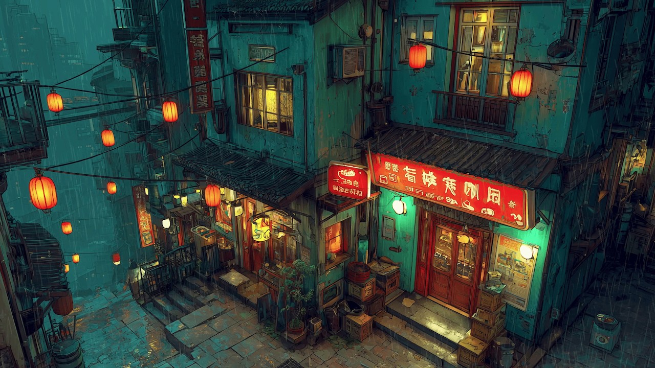 1990s Tokyo Rainy Backstreets ☔ Lofi Hip Hop & Chillhop | Rainy Ryokan Ambience