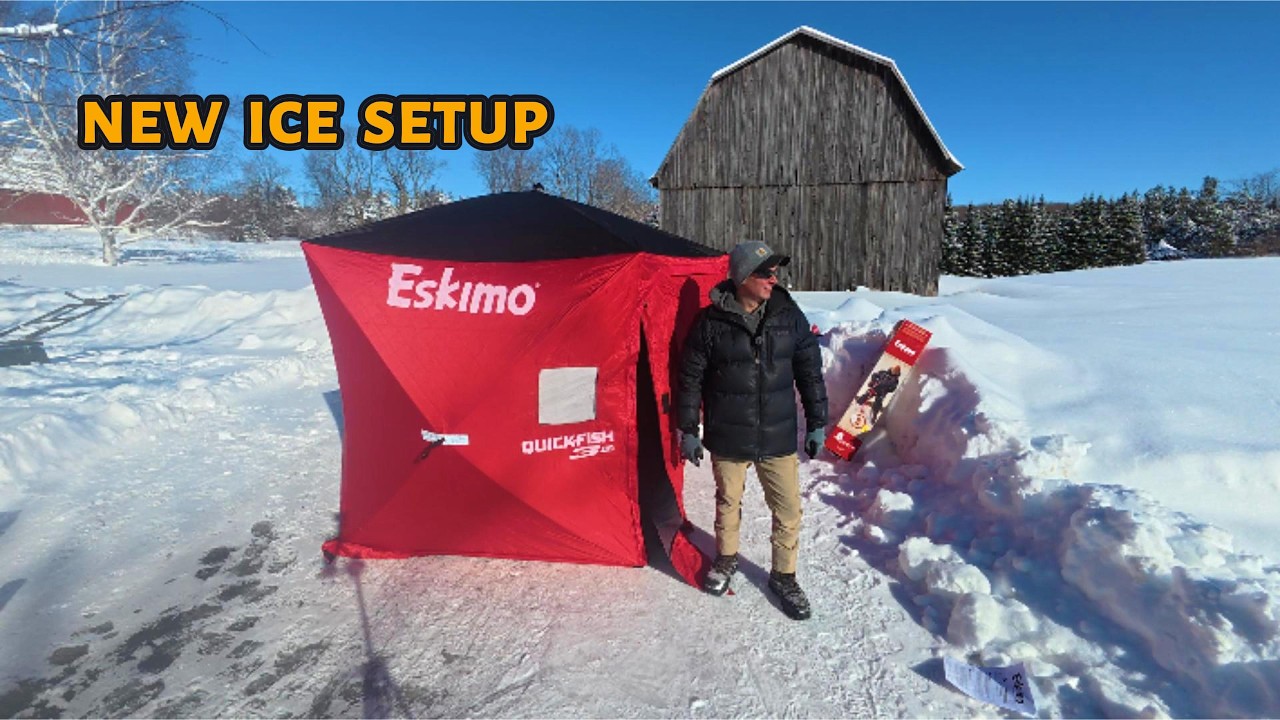 New Ice Fishing Setup! Eskimo Quickfish 3HD + Redneck Drill Auger | Ice Fishing Gear Unboxing