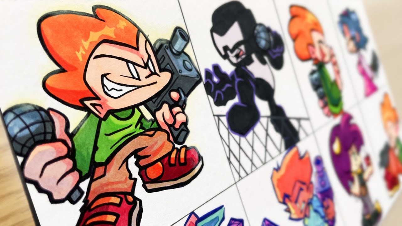 Drawing FNF - [Pico's Day]Tankman vs Pico/Rumble Week VS Nene/Pico vs BF Rematch/Pico's Love