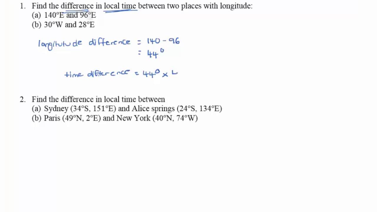 Longitude and time differences part 1