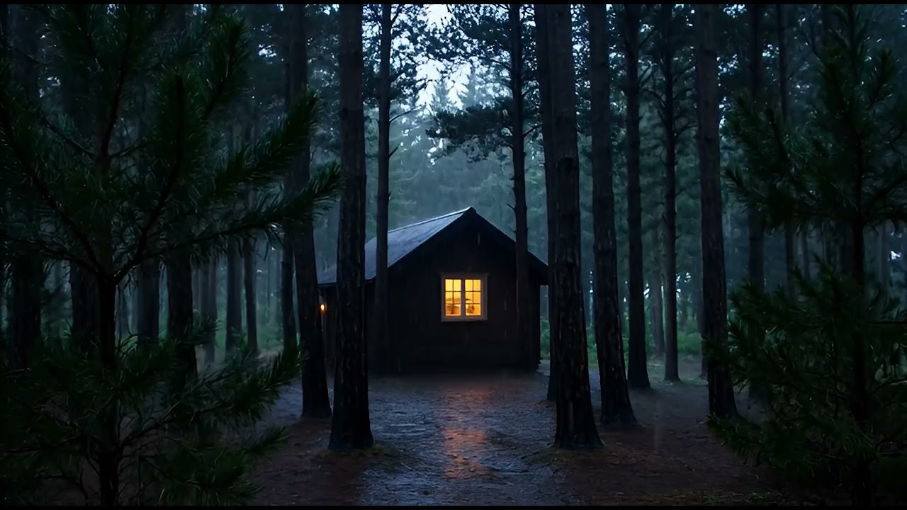 Cozy Cabin Rain with Thunder | Sleep Aid & Relaxing Ambience