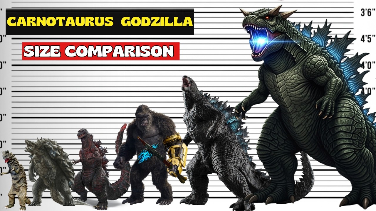 Carnotuarus Godzilla The Real Size of All Monsterverse 3D Powerfull Comparison