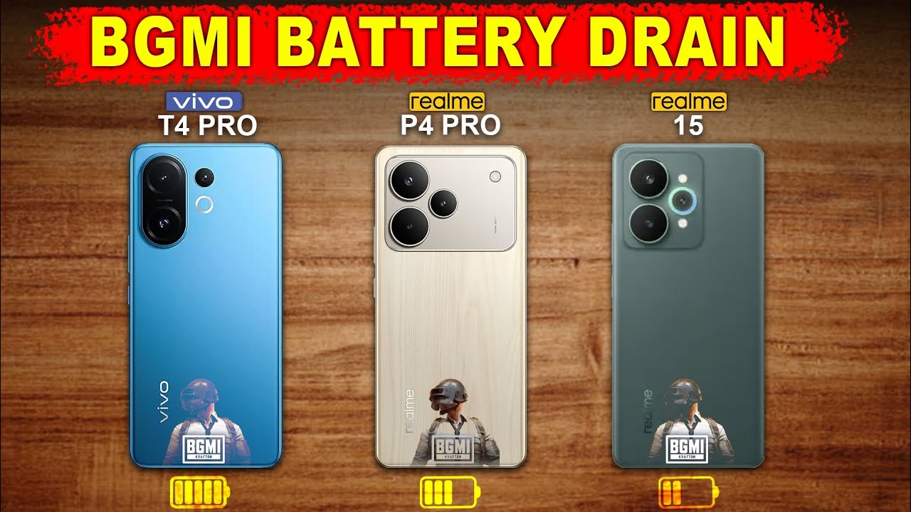 Vivo T4 Pro vs Realme P4 Pro vs Realme 15 BGMI Battery Drain Test & Charging Test
