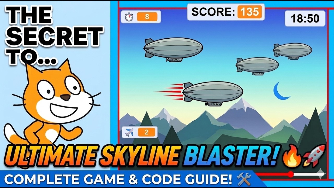 How to Make a Shooter Game Missile Launcher (SKYLINED BLASTER) in Scratch! (Full Code & Game Guide)