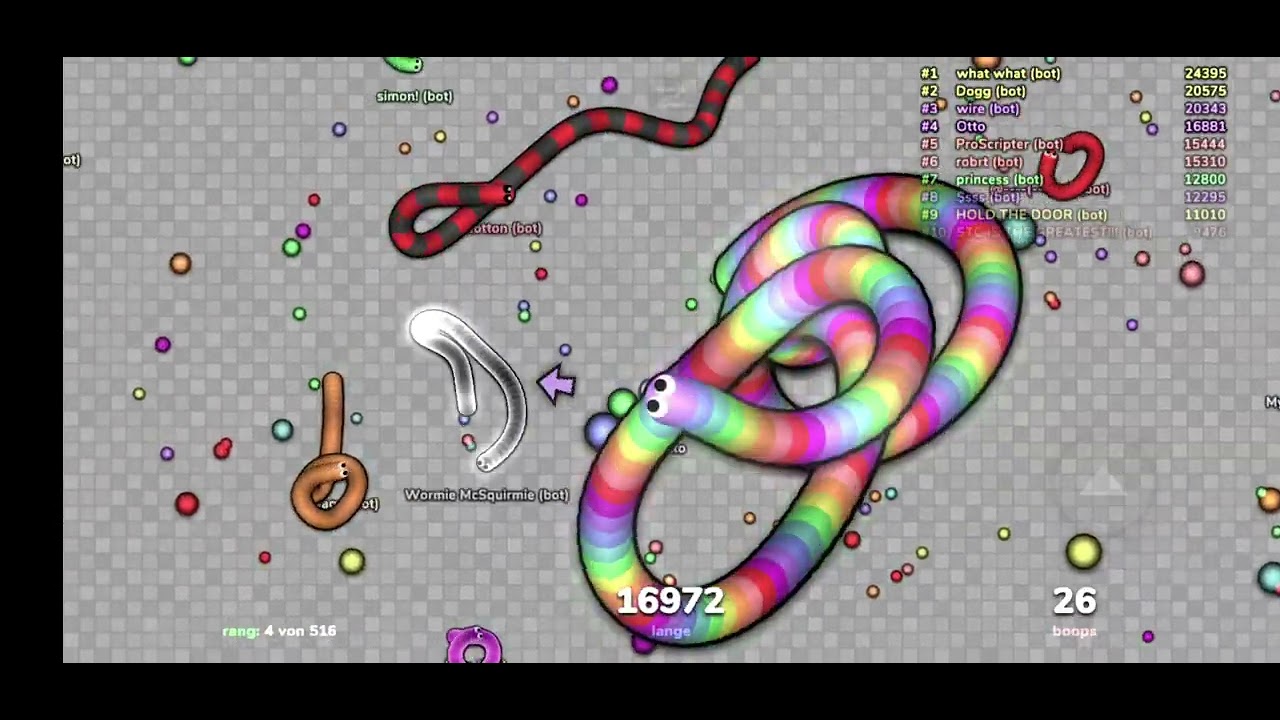Ich spiele zum ersten Mal Slither.io gegen AI
