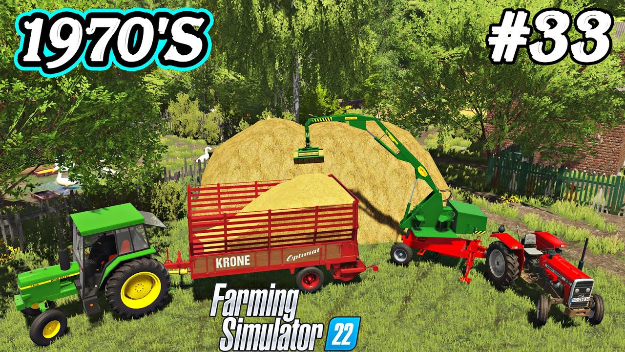1970-е. Укладка БОЛЬШОГО СТОГА соломы. Продажа животных. Farming Simulator 22. FS 22. Интервальна...