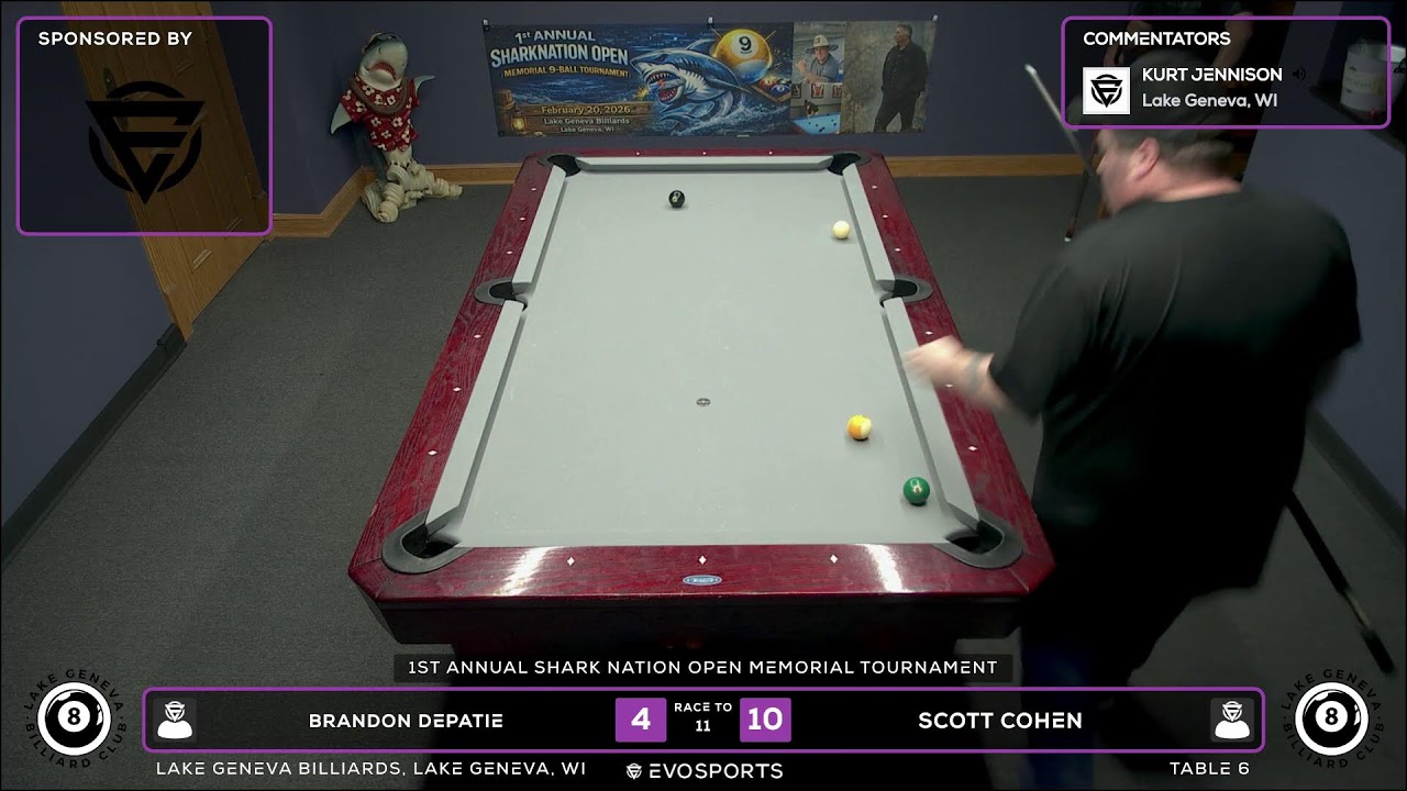 BRANDON DEPATIE vs SCOTT COHEN - LAKE GENEVA BILLIARDS - TABLE 6 | EvoSports