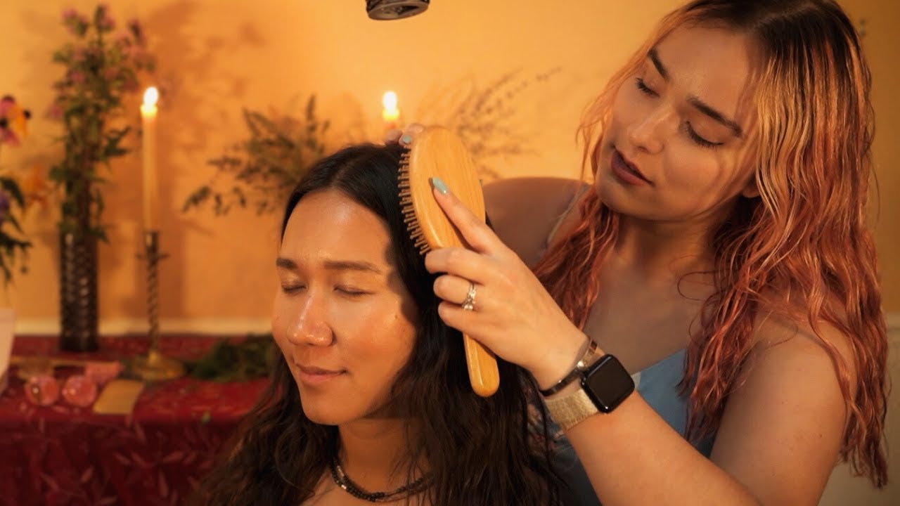 Ultimate ASMR Hair Play & Brushing for @semideasmr 🩷 Real Person ⛈️ Natural Rain Sounds