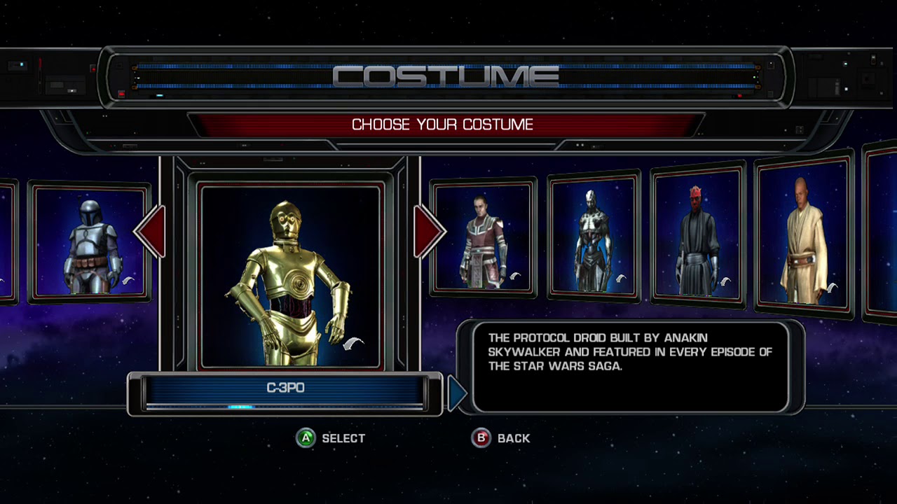 Star Wars: The Force Unleashed All Costumes Unlocked